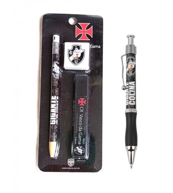 Kit Lapiseira 2.0mm e cx 06 Grafites + 01 Borracha Vasco da Gama + caneta esfer. 